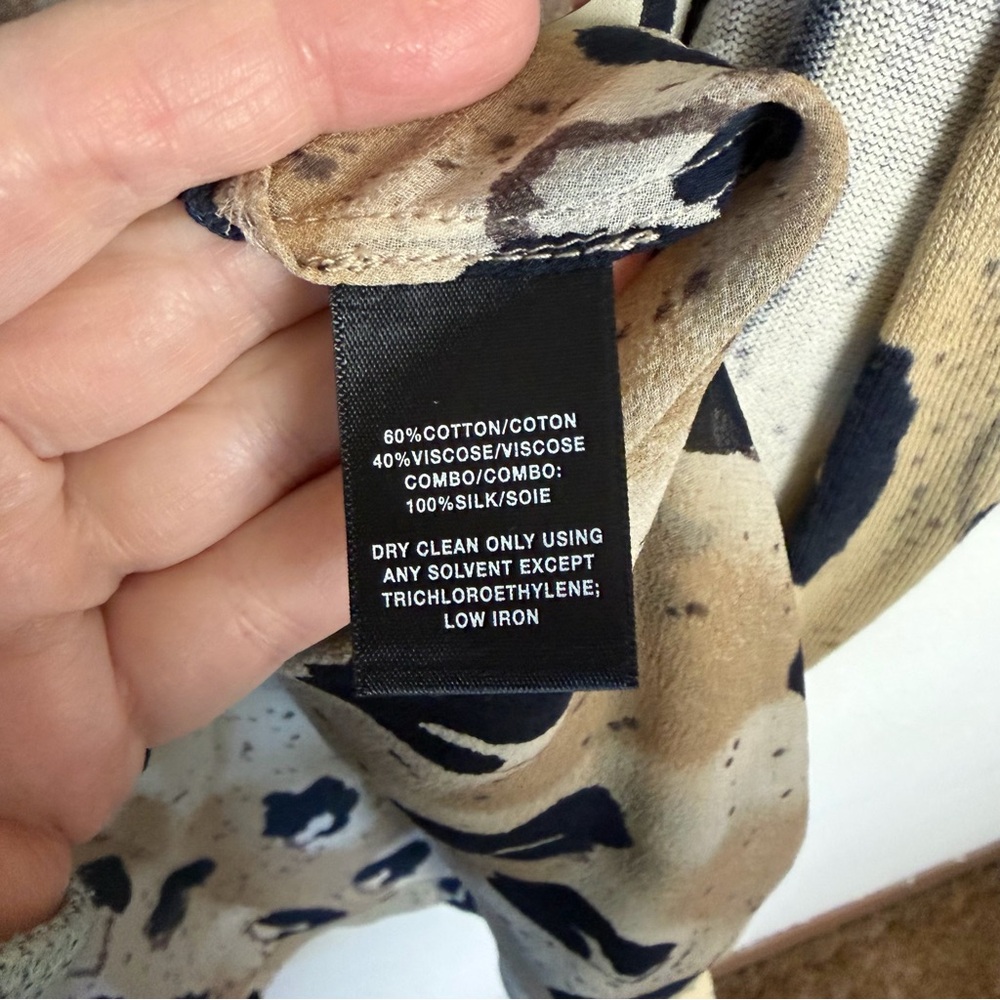 Lafayette 148 New York Animal Print Cardigan silk back knit mixed fabric 1X - Picture 4 of 7